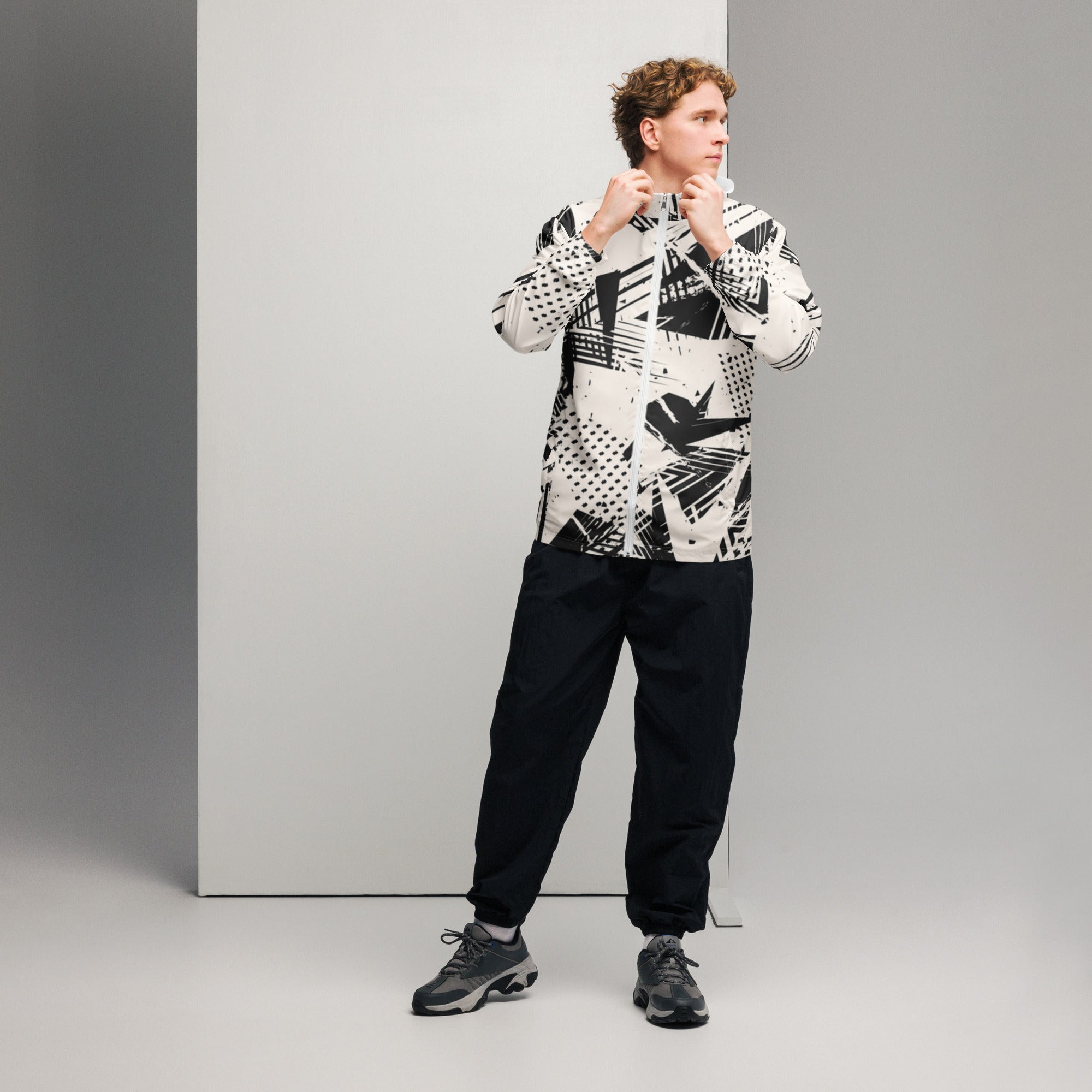 Cortavientos para hombre, black & white – chaqueta Vista frontal