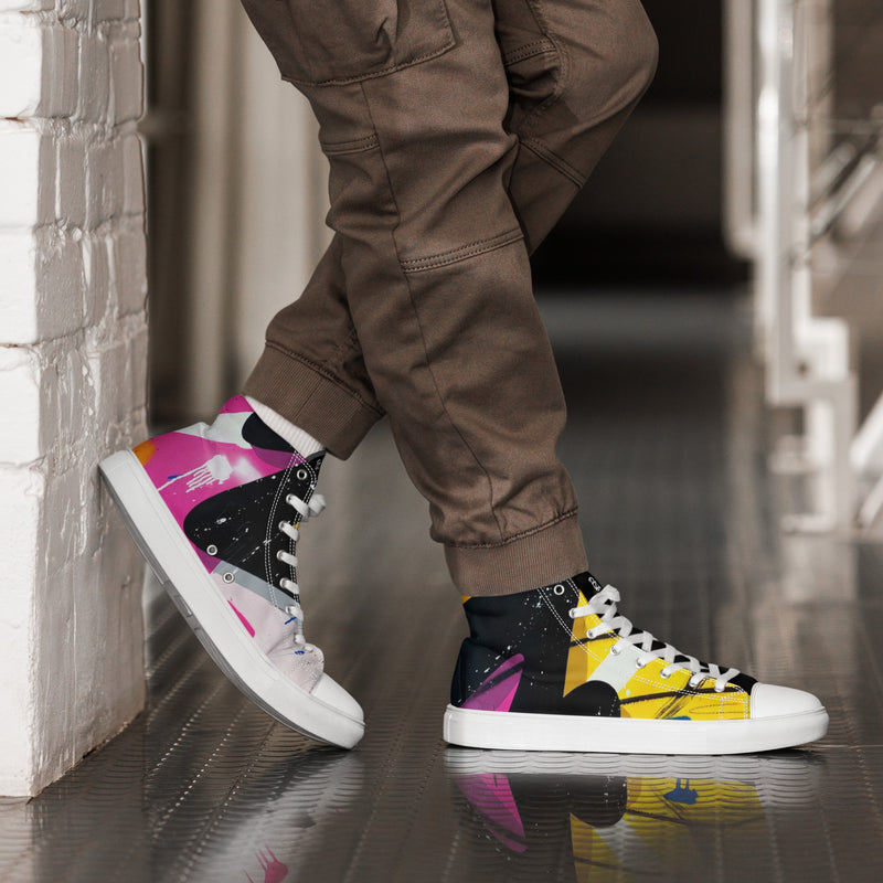 Zapatillas de lona de caña alta negra para hombre /Sweet line – Calzado Vista frontal
