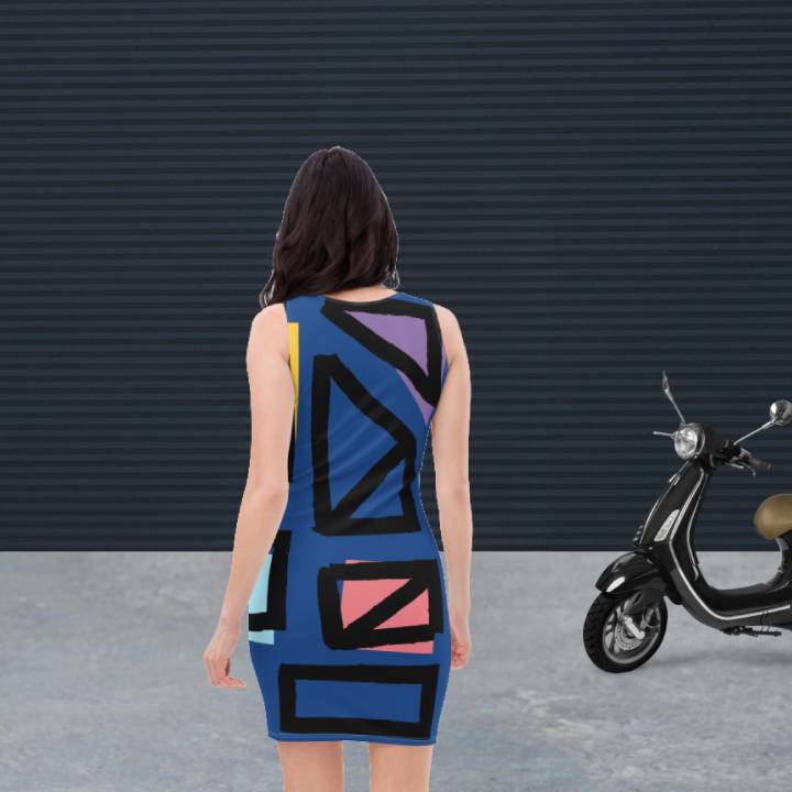 Vestido ajustado psychedelic azul