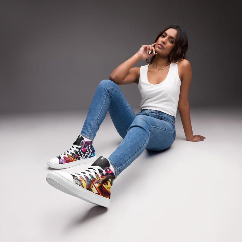 Zapatillas de lona de caña alta negras para mujer/ I LOVE MUSIC – Calzado Vista frontal