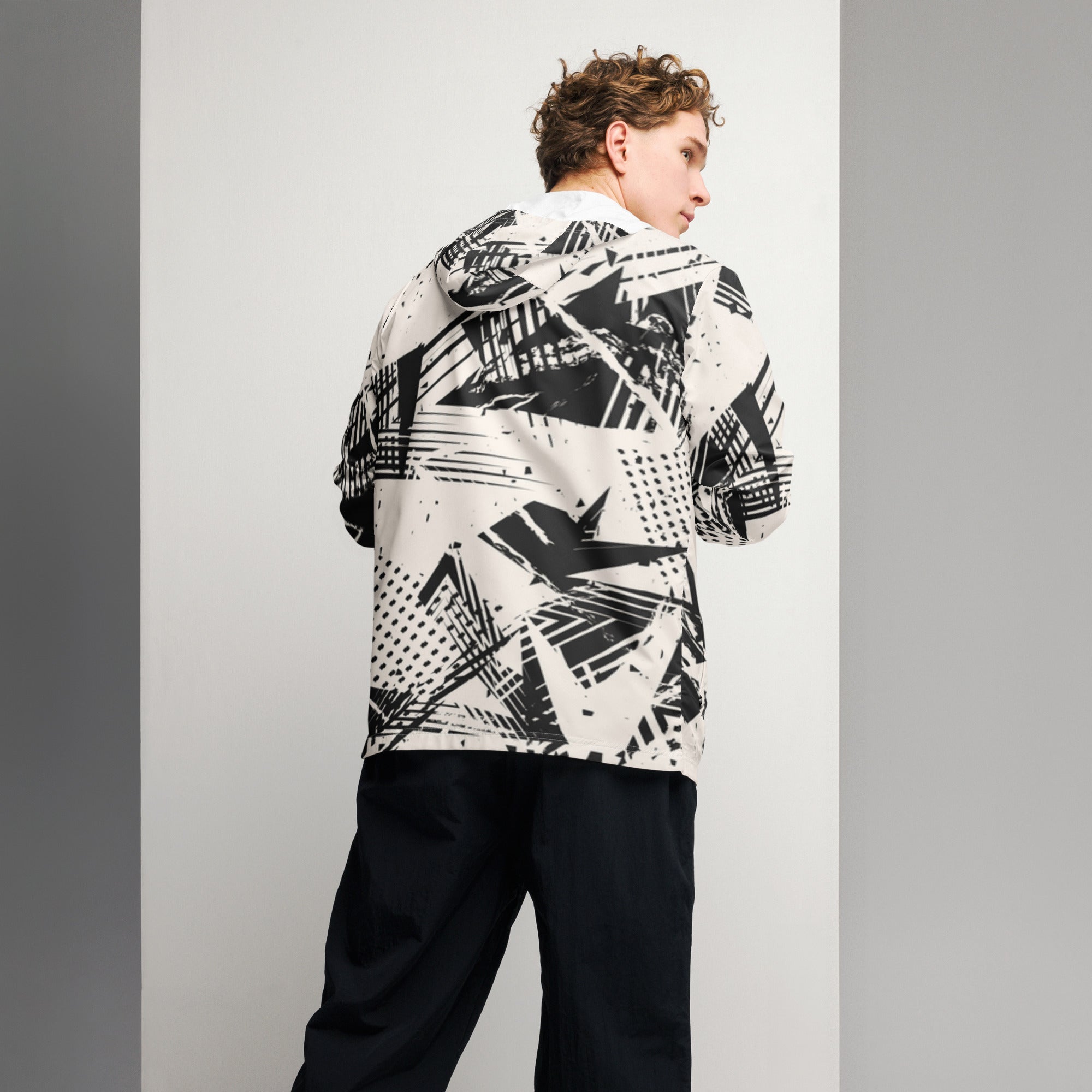 Cortavientos para hombre, black & white – chaqueta Vista lateral