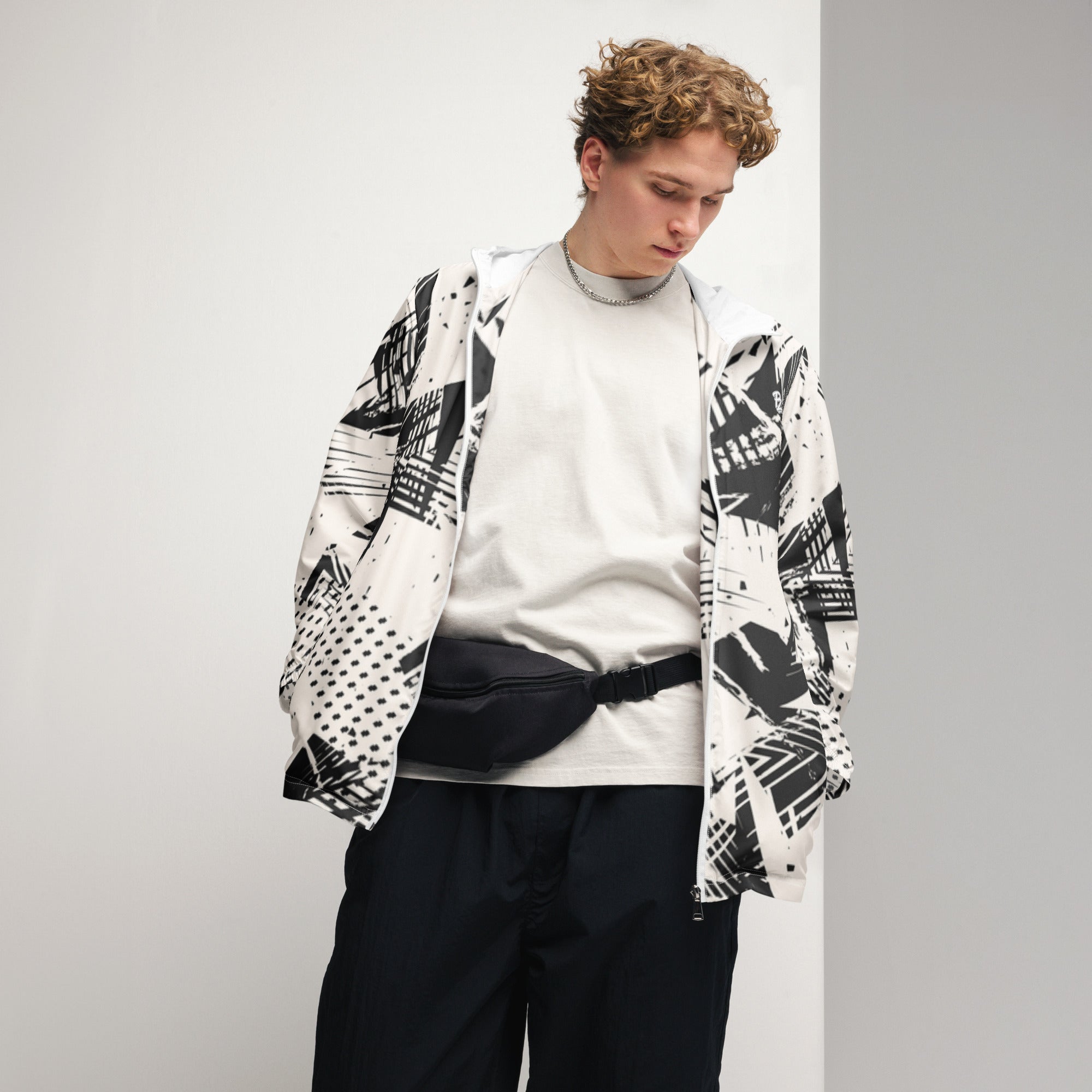 Cortavientos para hombre, black & white – chaqueta Vista trasera