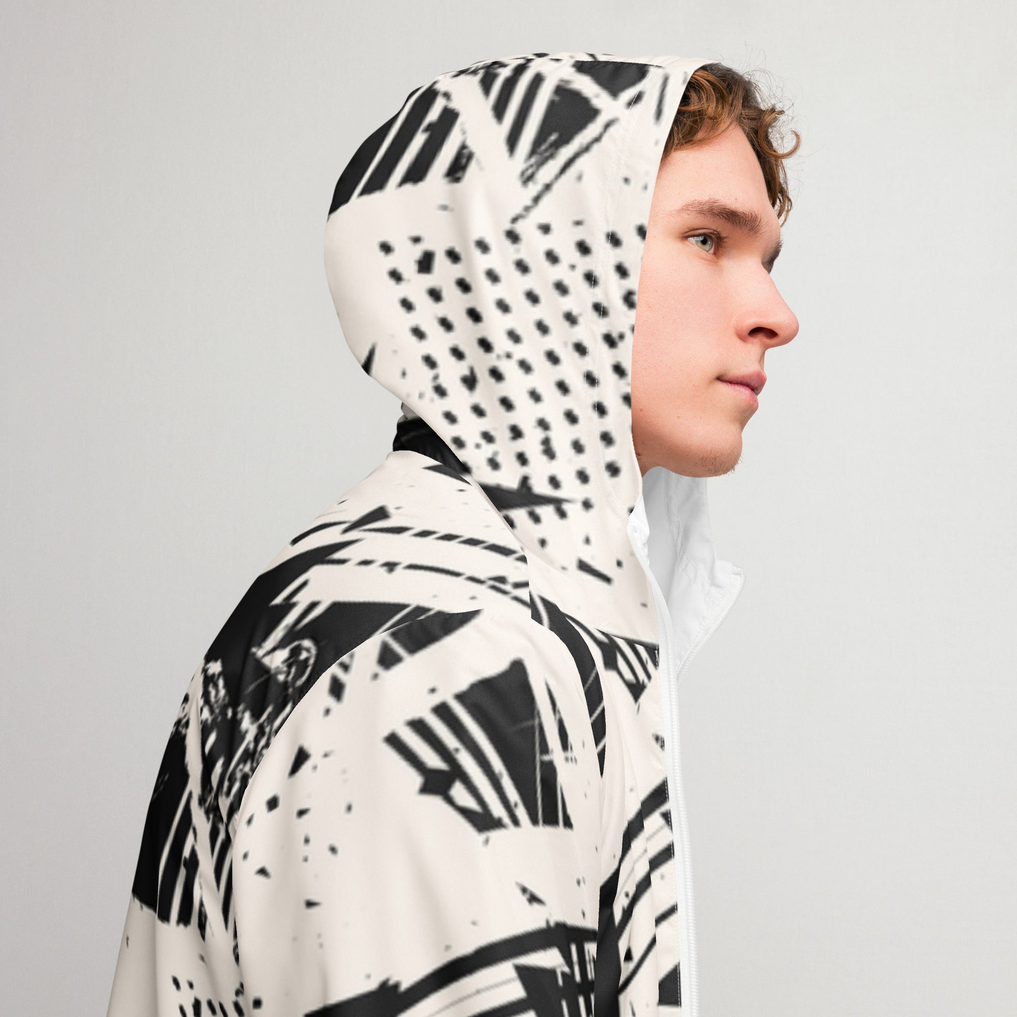Cortavientos para hombre, black & white – chaqueta Detalle