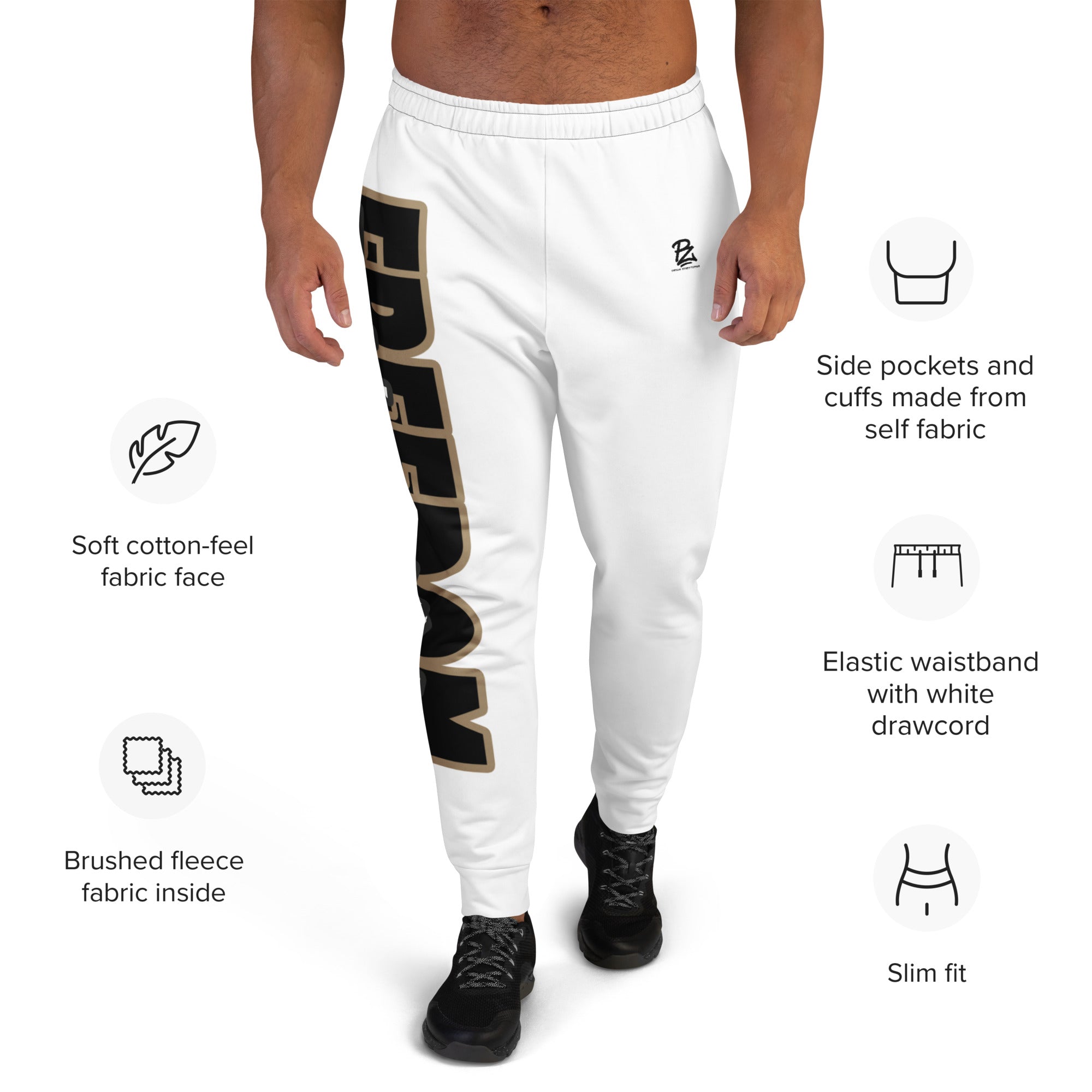 Pantalón de chándal jogger, blanco Freedom – Pantalones de chándal Detalle