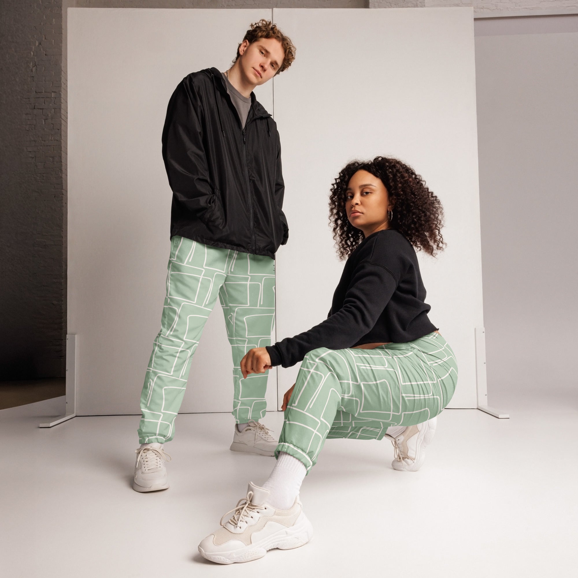 Pantalón de chándal unisex, green line – Pantalones de chándal Vista frontal