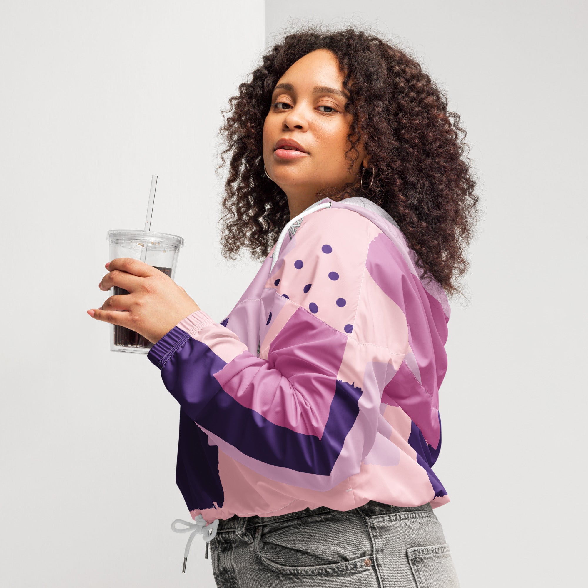 Cortavientos crop para mujer, Pink lady – chaqueta Vista trasera