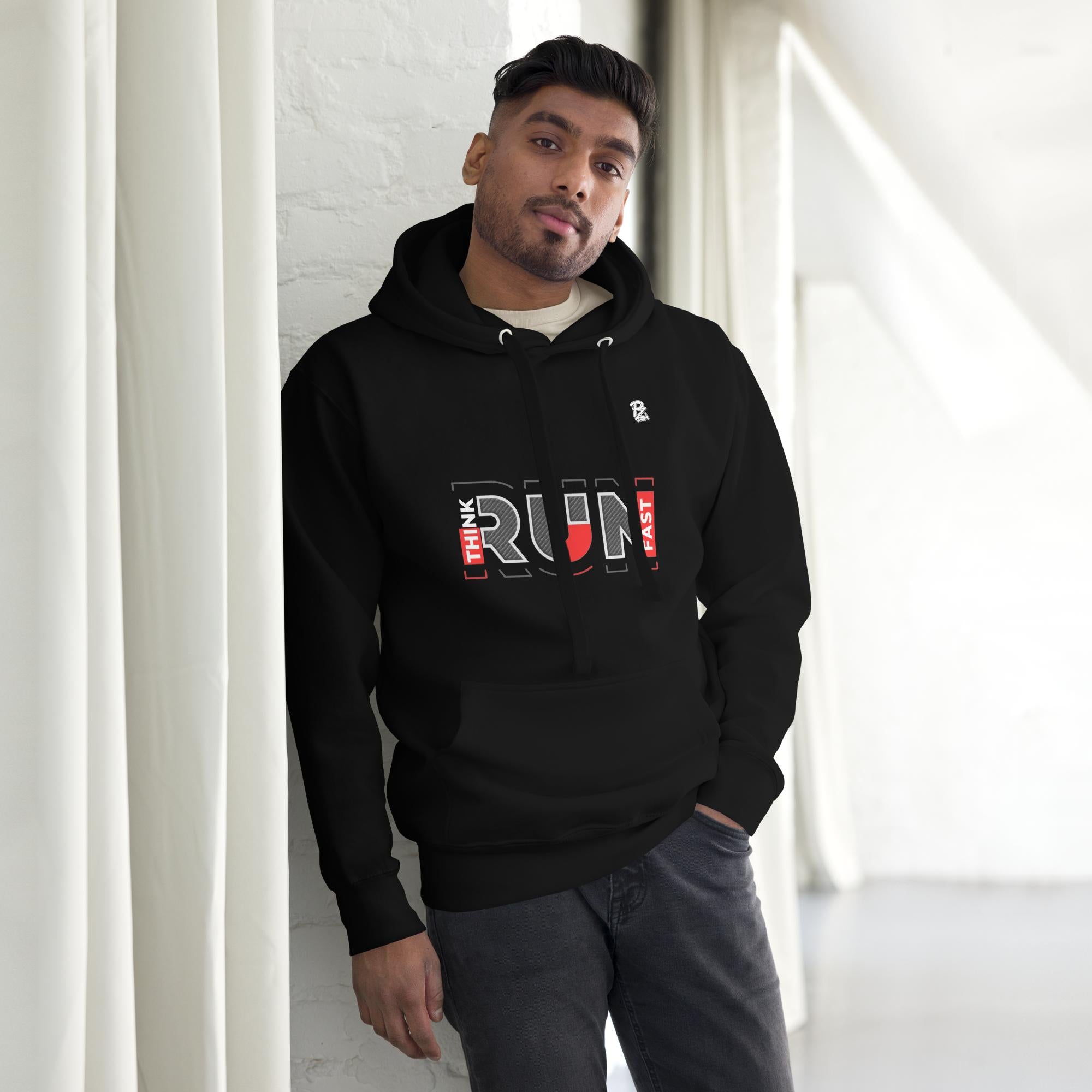 Sudadera con capucha premium unisex, Run – Sudaderas Vista frontal