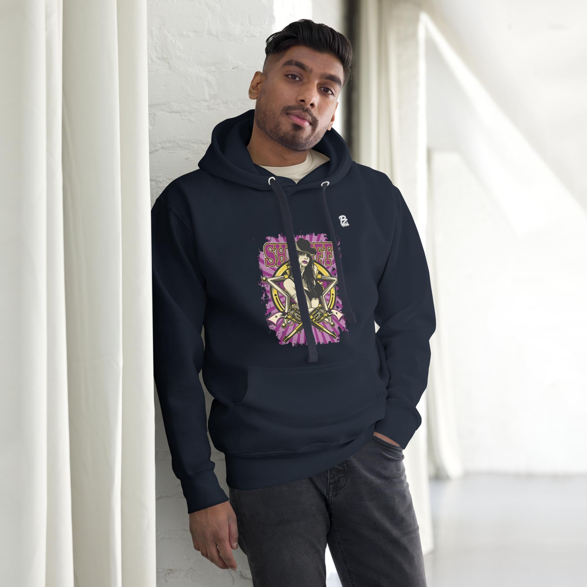 Sudadera con capucha premium unisex, Woman sheriff – Sudaderas Vista 5