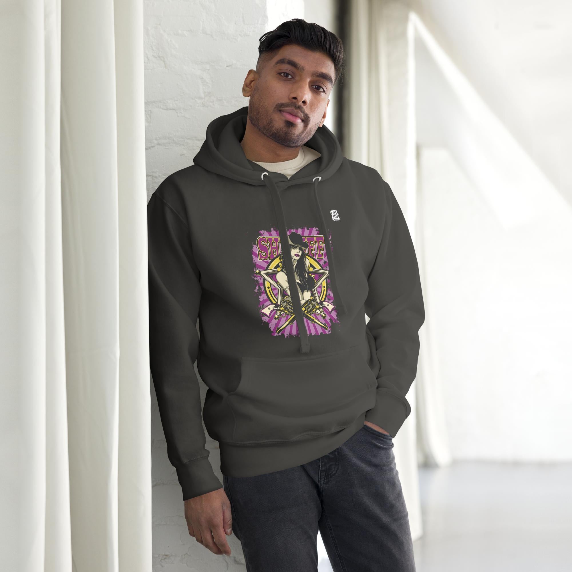Sudadera con capucha premium unisex, Woman sheriff – Sudaderas Vista 9