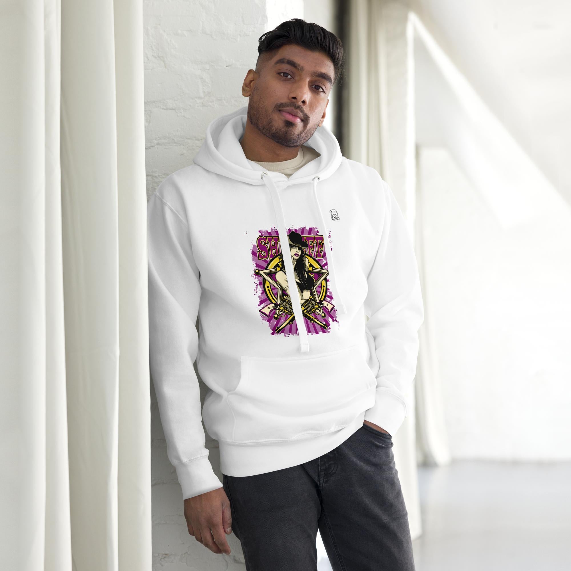 Sudadera con capucha premium unisex, Woman sheriff – Sudaderas Vista 7