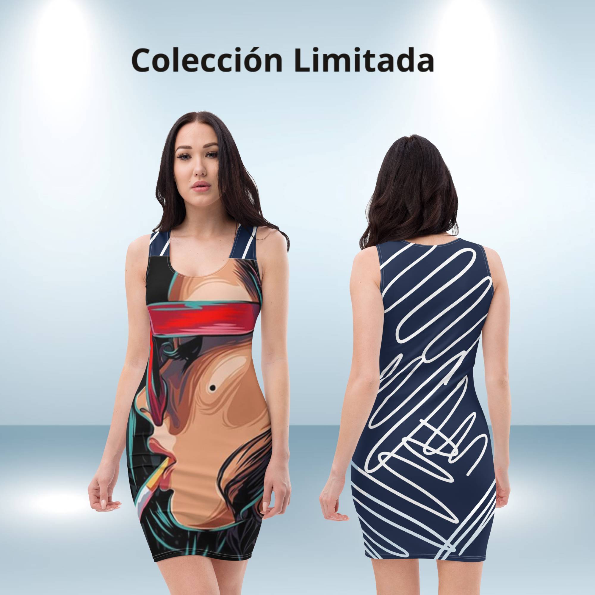 Vestido ajustado chic illusion Azul marino – Vestidos Vista frontal