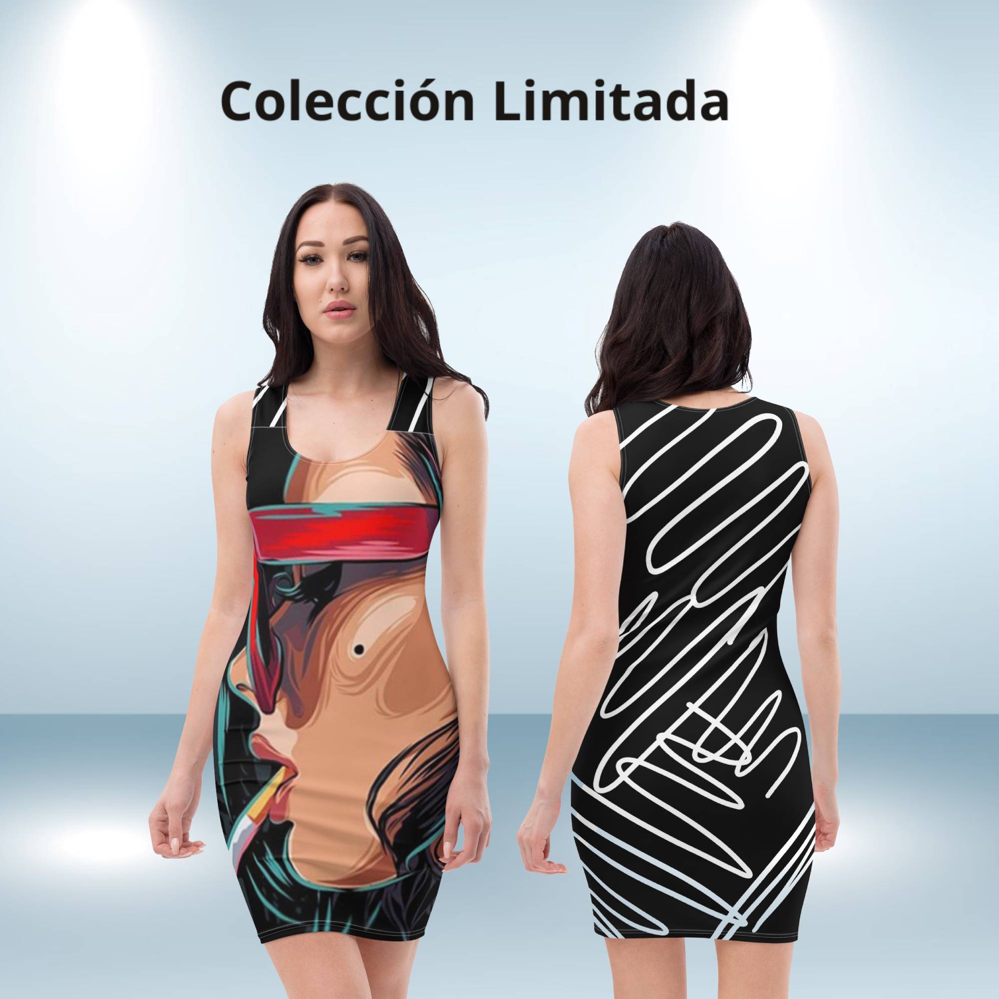 Vestido ajustado chic illusion negro – Vestidos Vista frontal