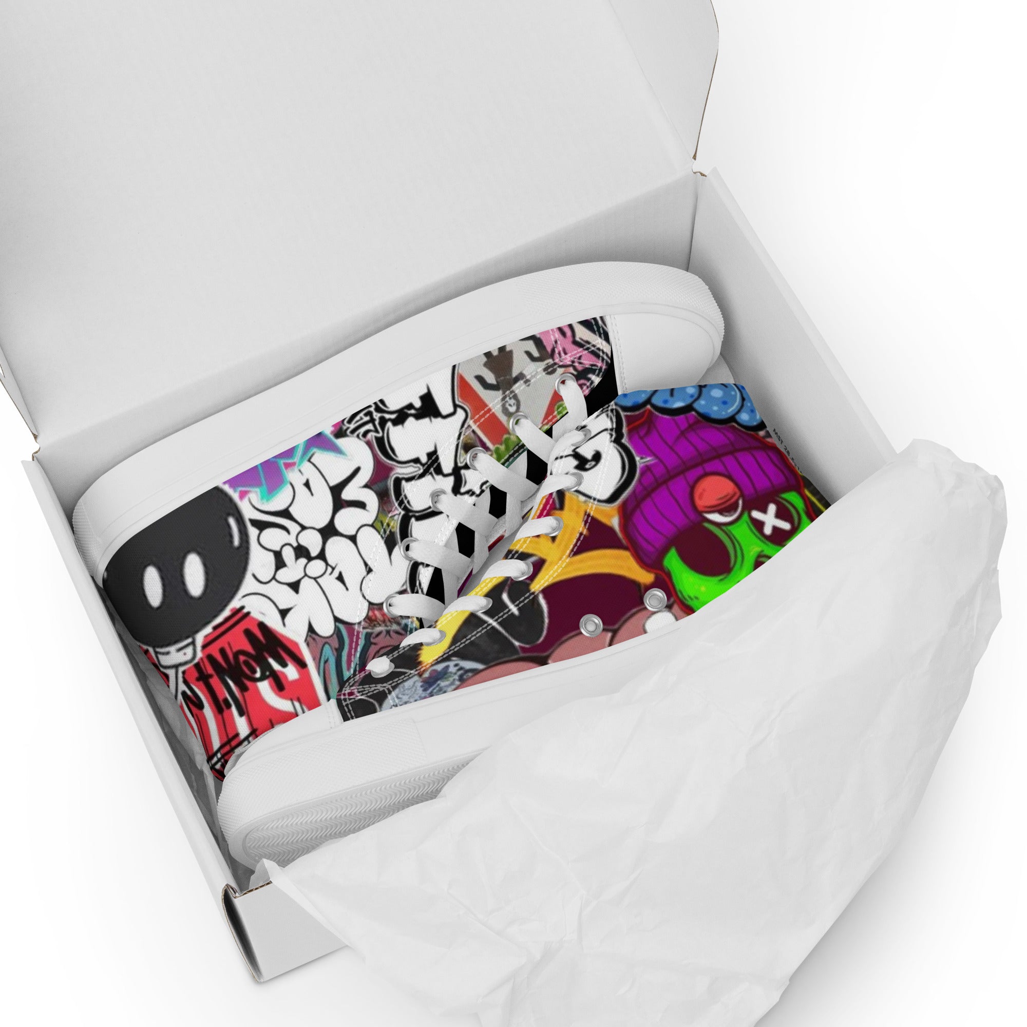 Zapatillas de lona de caña alta negra para hombre/Graffitti – Calzado Vista 5