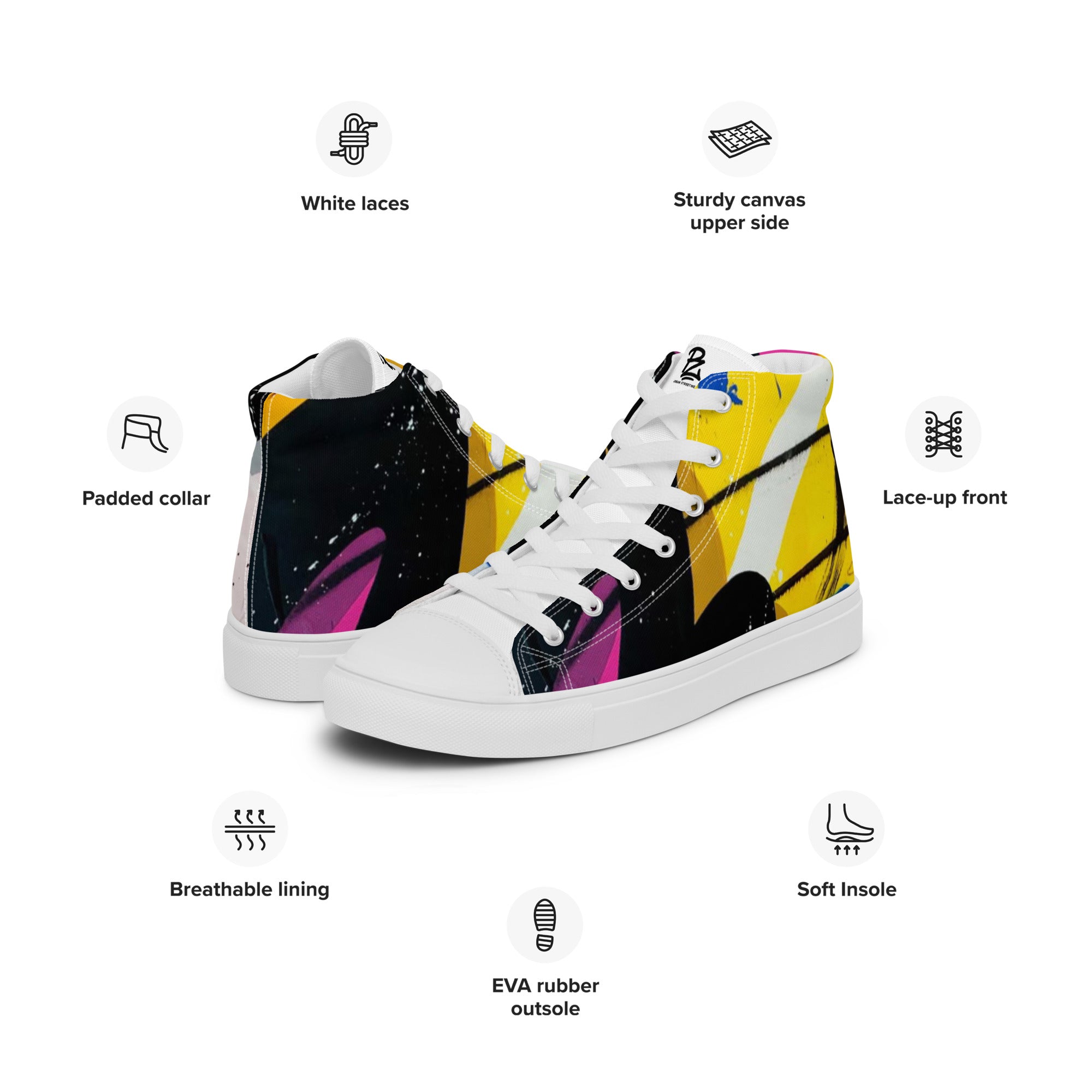 Zapatillas de lona de caña alta blanca para hombre /Sweet line – Calzado Vista lateral