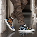 Zapatillas de lona de caña alta negra para hombre /Graffitti line – Calzado Vista frontal