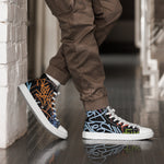 Zapatillas de lona de caña alta blanca para hombre /Graffitti line – Calzado Vista frontal
