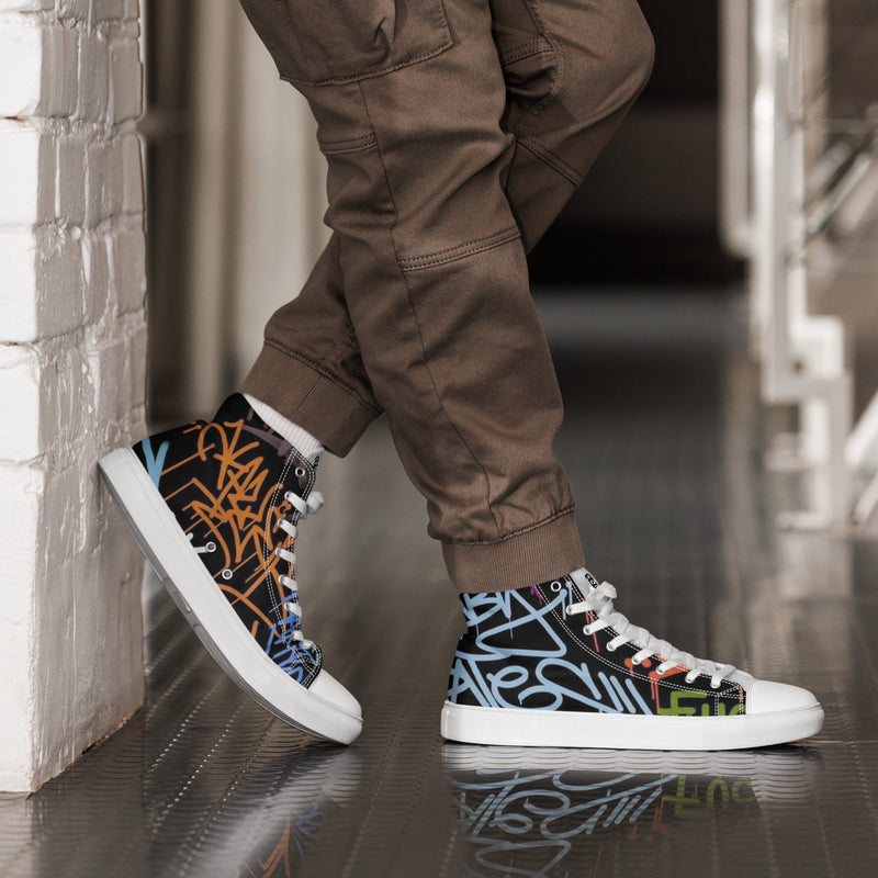 Zapatillas de lona de caña alta blanca para hombre /Graffitti line – Calzado Vista frontal