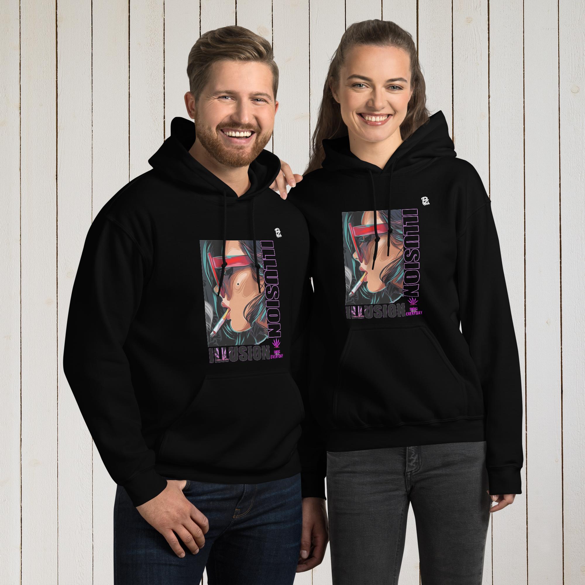 Sudadera con capucha unisex, illusion – Sudaderas Vista trasera