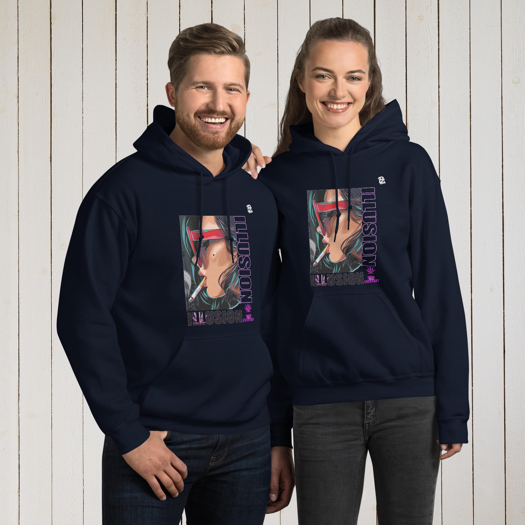 Sudadera con capucha unisex, illusion – Sudaderas Vista lateral
