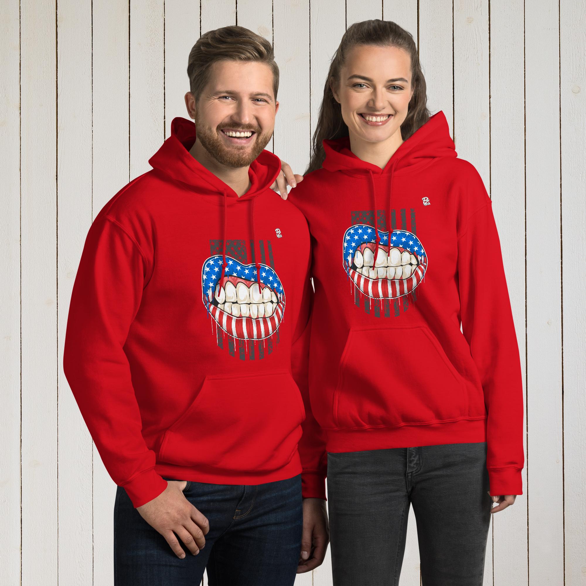 Sudadera con capucha unisex, Labios EE.UU – Sudaderas Vista 5