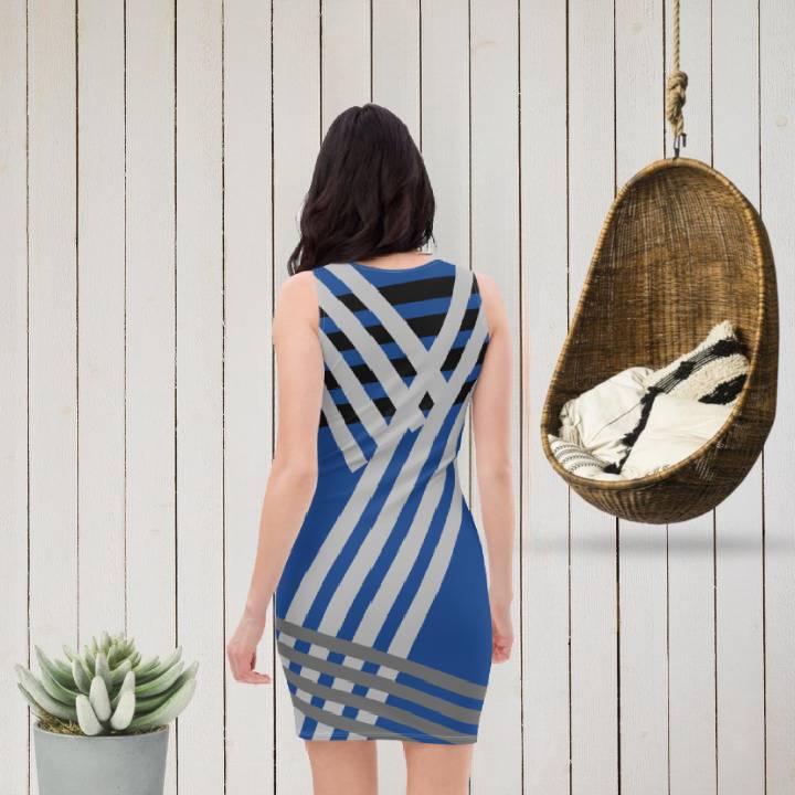 Vestido ajustado Hello azul – Vestidos Detalle