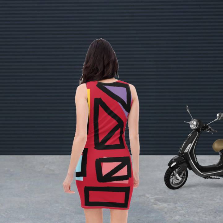 Vestido ajustado psychedelic rojo – Vestidos Detalle