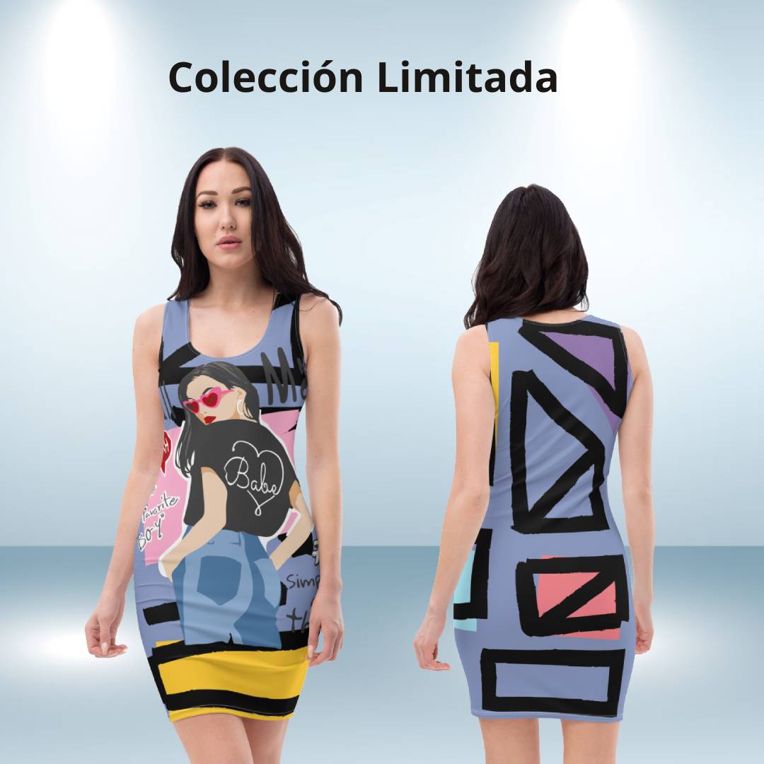 Vestido ajustado psychedelic violeta – Vestidos Vista frontal
