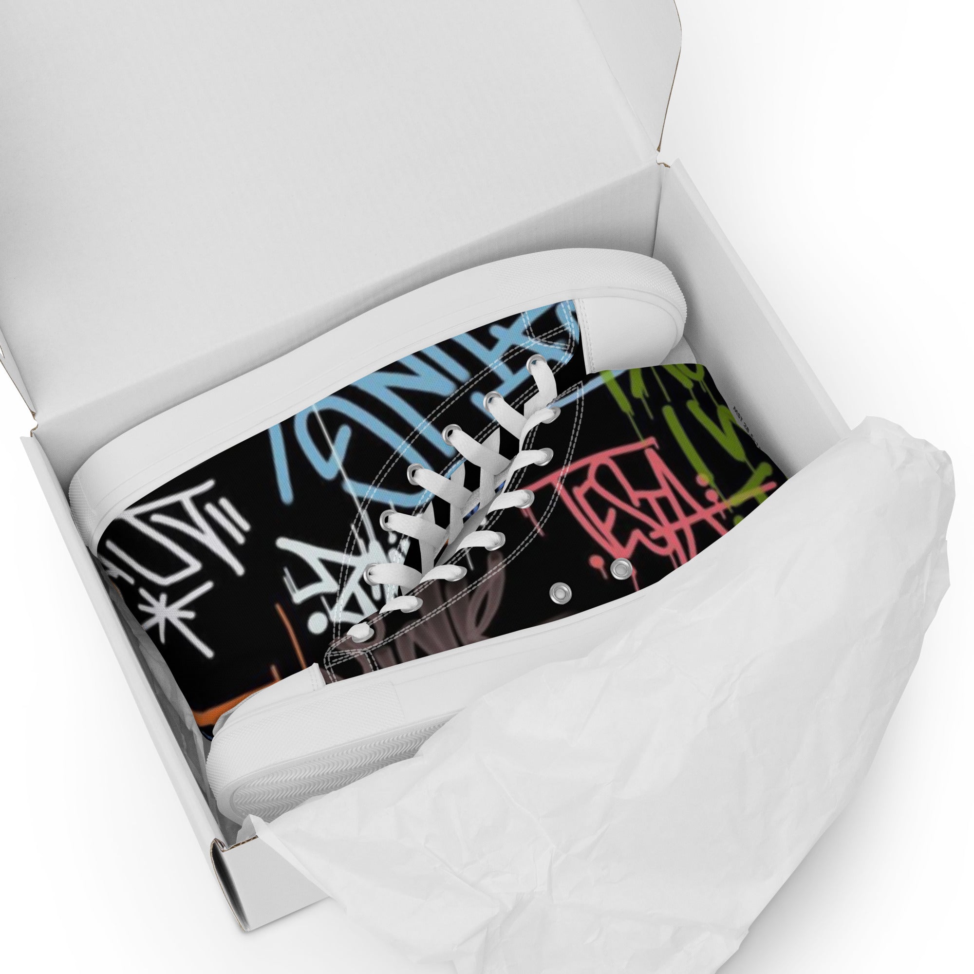 Zapatillas de lona de caña alta negra para mujer/ Graffitti line – Calzado Vista 5