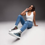 Zapatillas de lona de caña alta blanca para mujer/ Graffitti line – Calzado Vista frontal