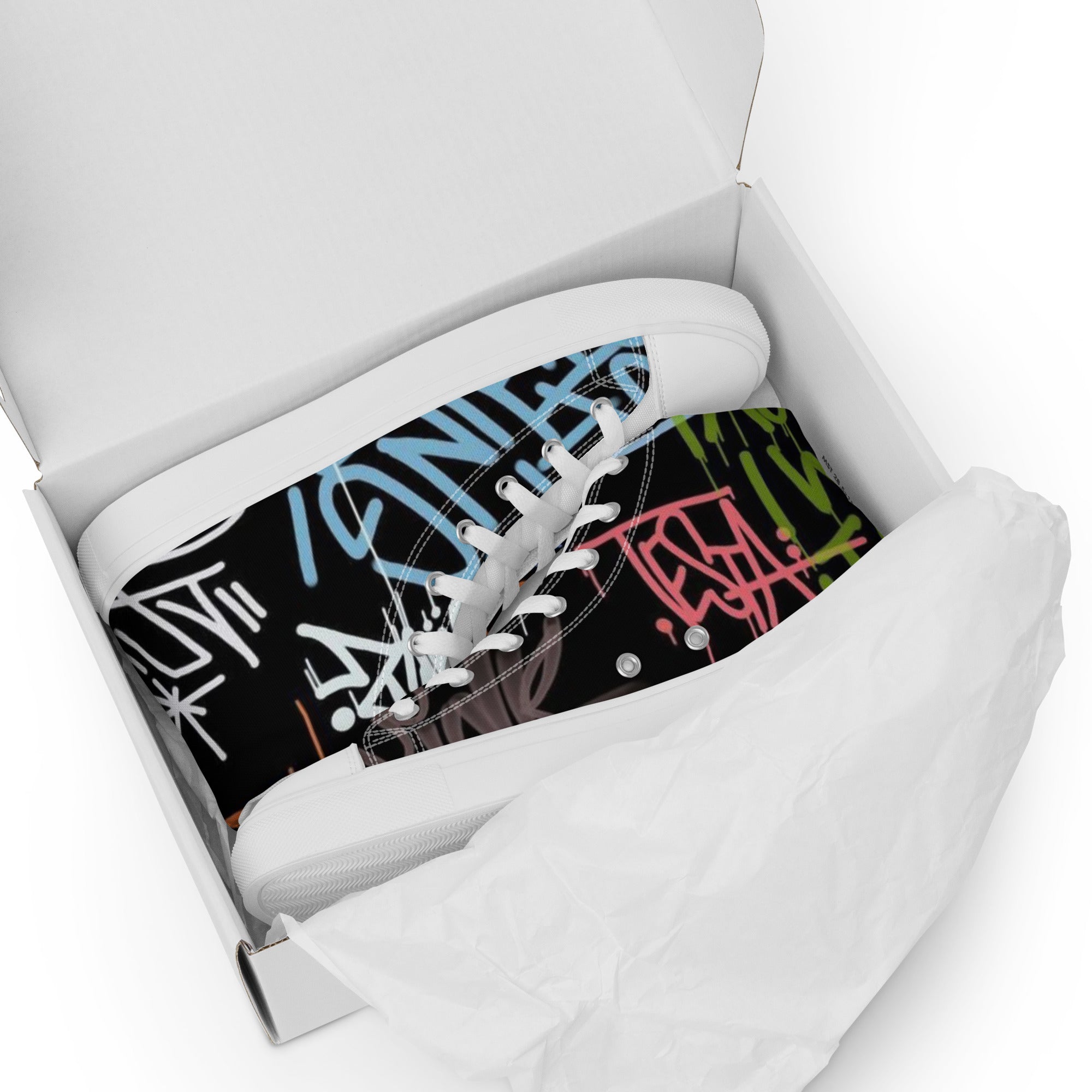 Zapatillas de lona de caña alta blanca para mujer/ Graffitti line – Calzado Vista 5