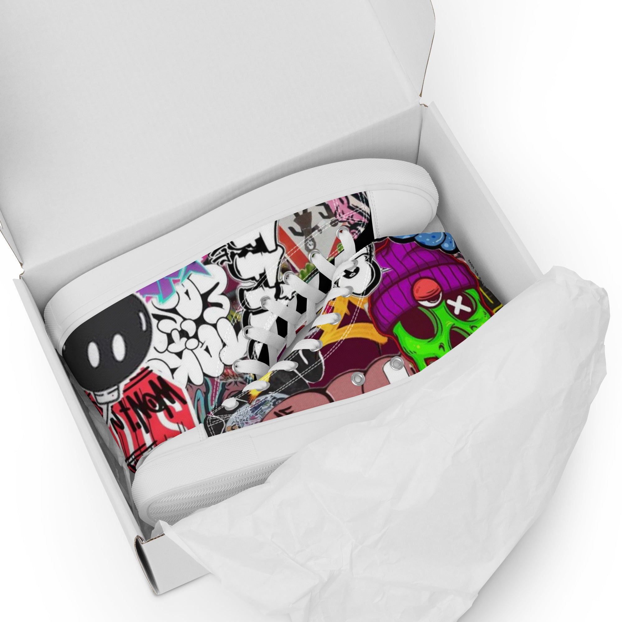 Zapatillas de lona de caña alta negra para mujer/ Graffitti – Calzado Vista 5