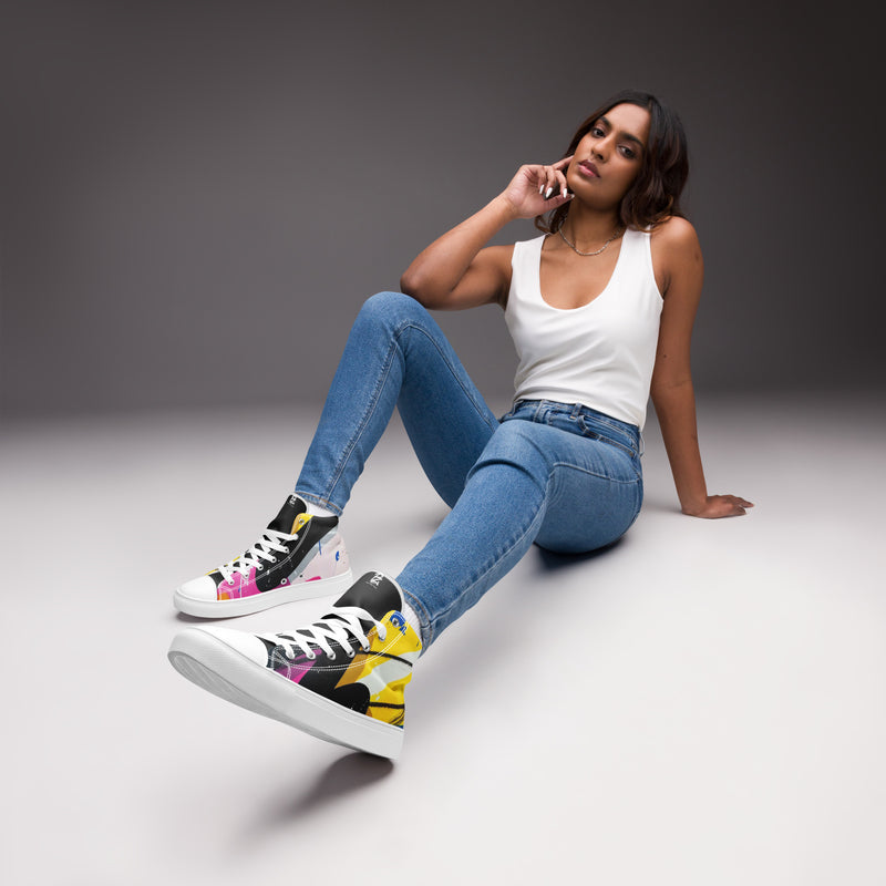 Zapatillas de lona de caña alta negra para mujer/ Sweet Line – Calzado Vista frontal