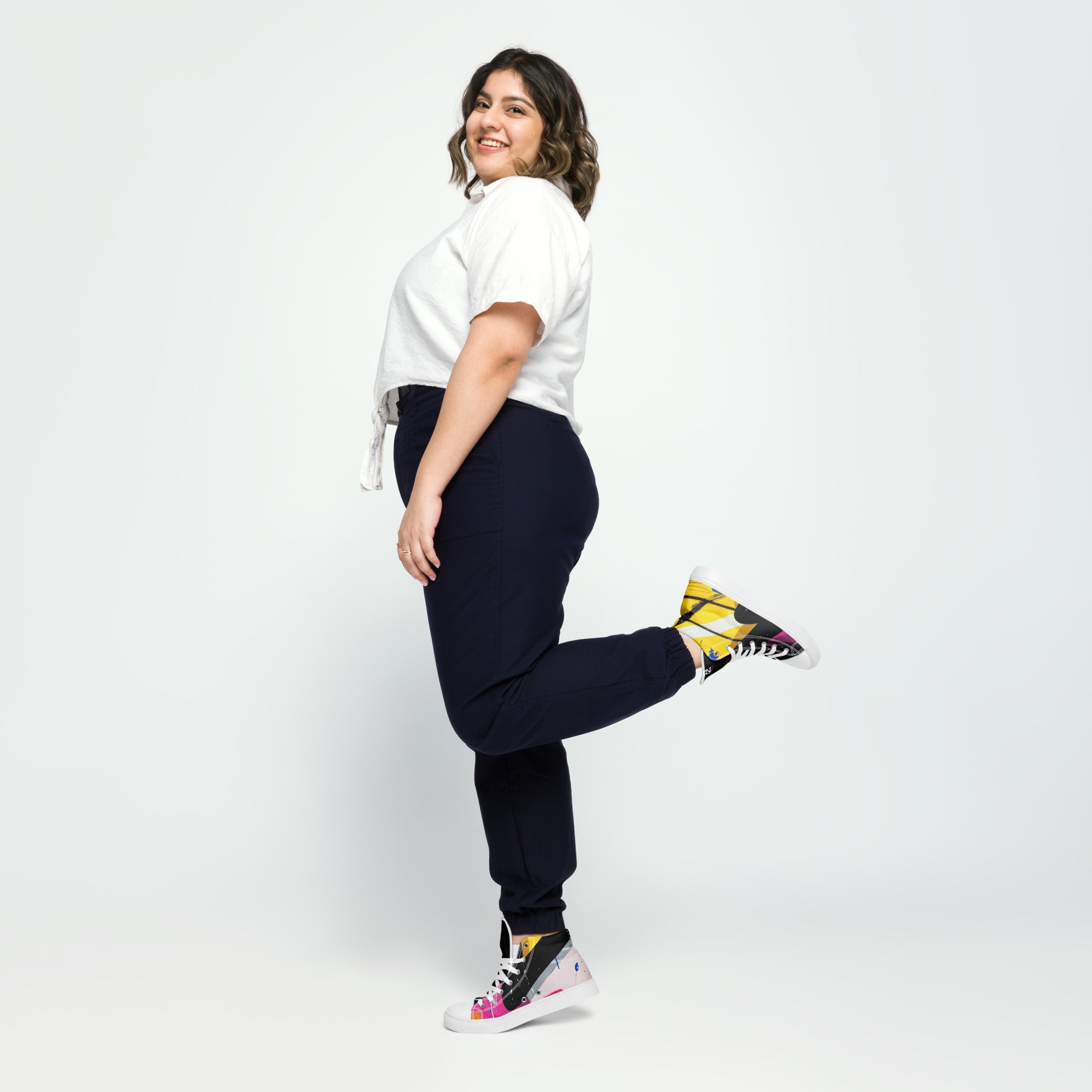 Zapatillas de lona de caña alta negra para mujer/ Sweet Line – Calzado Vista trasera