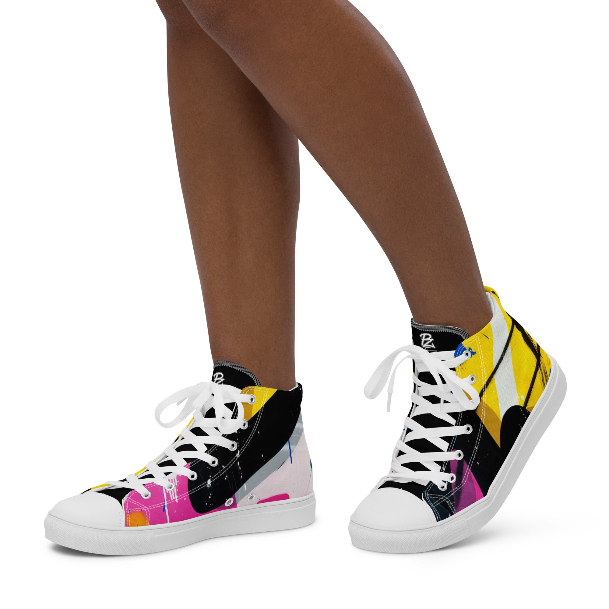 Zapatillas de lona de caña alta negra para mujer/ Sweet Line – Calzado Vista lateral