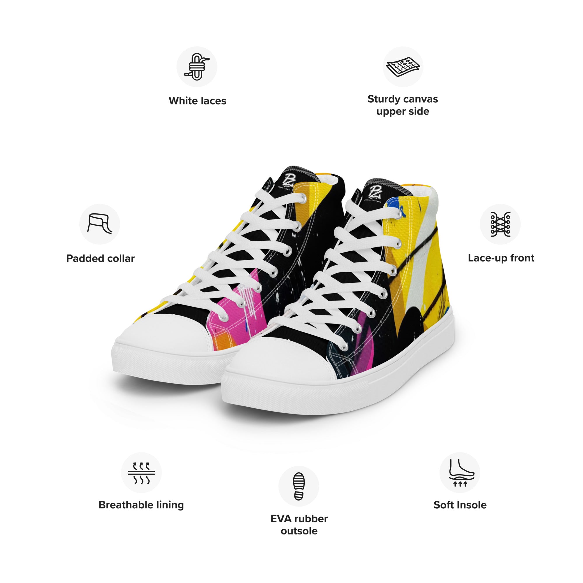 Zapatillas de lona de caña alta negra para mujer/ Sweet Line – Calzado Detalle