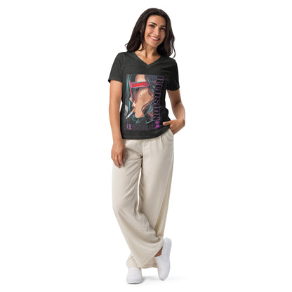 Women's loose V-neck T-shirt Illusion