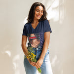 Camiseta suelta mujer cuello pico Ilusión – Camisetas Detalle